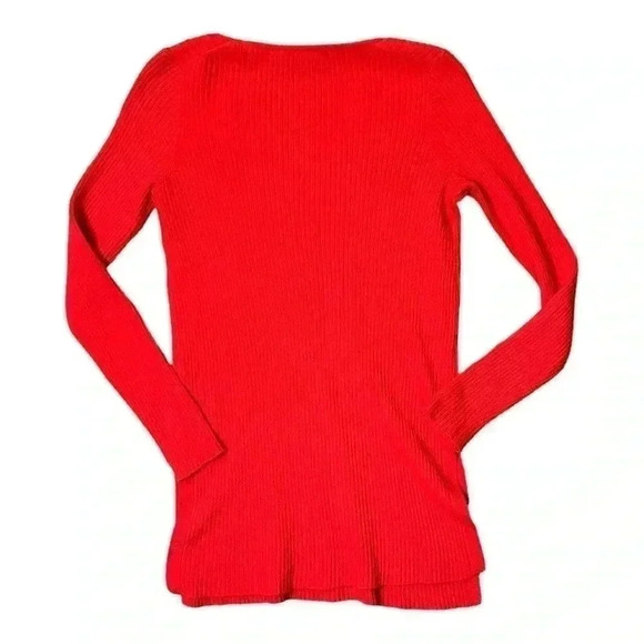 Anthropologie ett:twa Sweater Ribbed Red Merino Wool V-Neck XS - Picture 5 of 7